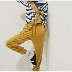 Anthropologie Saturday Sunday Merida Velvet Joggers Womens M Gold